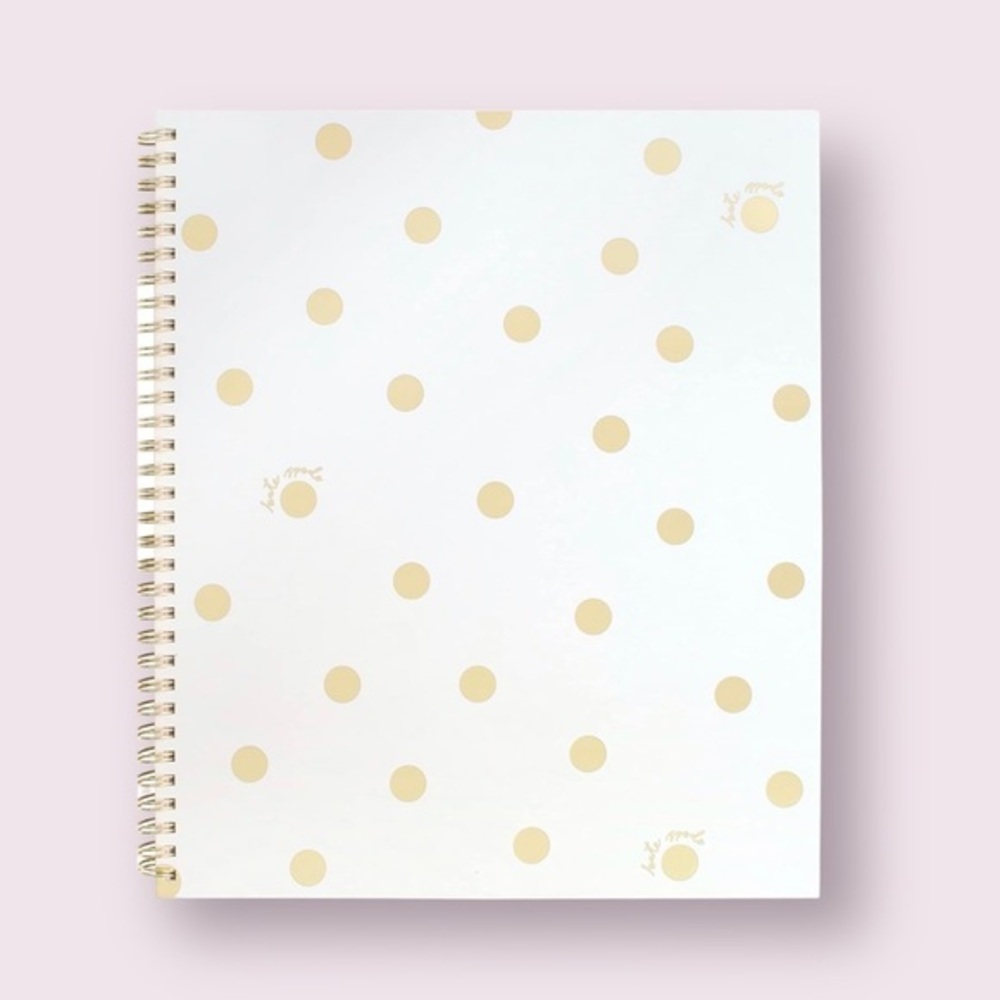 Kate Spade New York Large College Spiral Ruled Notebook, Gold Dot with Script